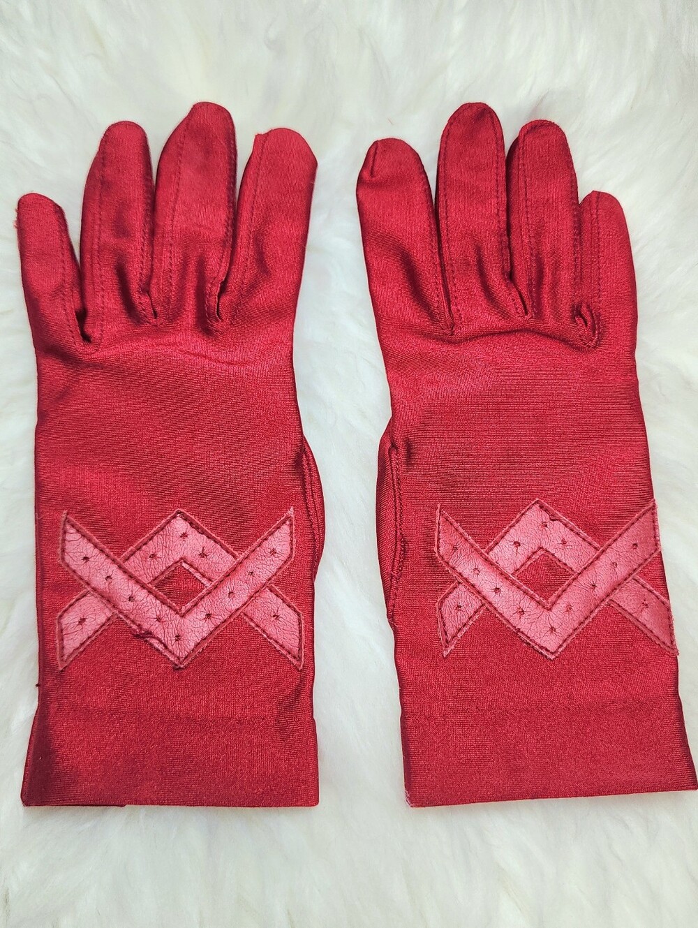Vintage Gloves Ladies Red  Driving One Size With Stretch